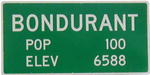 Bondurant Wyoming population sign