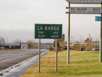 LaBarge population sign, 2004. Photo by Laurel Profit, Pinedale Online!