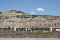 Striped red bluffs overlook the town of LaBarge. Photo by Dawn Ballou, Pinedale Online!